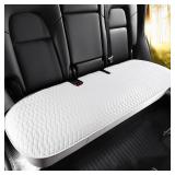 Car Seat Cover Luxury Napa Leather Rear Seat Covers for Model Y Car Seat Bottom, Original White Color Heavy Duty Seat Cushion Protector Without Backrest (White Rear, Model Y) - Retail: $42