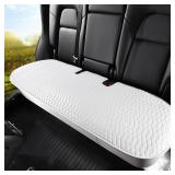 Car Seat Cover Luxury Napa Leather Rear Seat Covers for Model Y Car Seat Bottom, Original White Color Heavy Duty Seat Cushion Protector Without Backrest (White Rear, Model Y) - Retail: $42