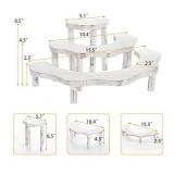 Whitewashed Wood Cupcake Stand, 3 Tier Half Moon Dessert Stand Semicircle Dessert Appetizer Tiered Display Riser for Display or Collections (Pack of 2) - Retail: $36