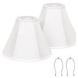 White Lamp Shades Set of 2, Bell Lamp Shades 6Top x 13"Bottom x 10"High, Medium Shade Replacement Fabric Natural Linen Hand Crafted(Spider Fitter), Harp Holders Included, Easy Assembly Required - Reta