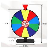 Retbtnm 14 Inch Spinning Prize Wheel, 10 Slots Color Spinner with Stand, Heavy Duty Roulette Wheel of Fortune Spin with Dry Eraser Marker & Eraser for Holiday Activities, Trade Shows, Carnivals