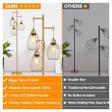 Dimmable Floor Lamp, Industrial Floor Lamps for Living Room, Gold Tree Lamp Standing Lamp Tall Lamps with 3 Elegant Teardrop Cage Head & 800 Lumens LED Bulbs for Living room Bedroom Office Dining Room