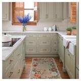 Lahome Floral Washable Kitchen Rug, Ultra-Thin Fall Door Mat, Indoor Entrance Stain Resistant Boho Small Low-Pile Throw Rug for Bathroom Bedroom (2x3ft, Brown)