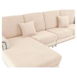 LA MEACK Couch Cushion Covers Seat Cushion Cover Stretch Couch Cover Separate Sectional Sofa Slipcovers Furniture Protector(3 Pieces for Seat or Sofa Backrest, Natural)