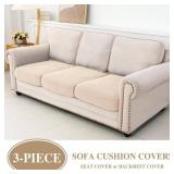 LA MEACK Couch Cushion Covers Seat Cushion Cover Stretch Couch Cover Separate Sectional Sofa Slipcovers Furniture Protector(3 Pieces for Seat or Sofa Backrest, Natural)