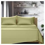 TEXAS LINEN CO. 100% Egyptian Cotton Sheets King Size - 1200 Thread Count King Size Sheets Set Egyptian Cotton, 4 PC Luxury Bedsheet (Sage Green), Soft, Cooling, 17\" Deep Pocket Sateen Weave Bedsheet