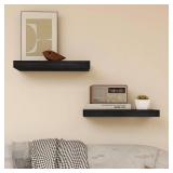Vervida Black Floating Shelves for Wall, Rustic Wood Wall Mounted Shelves with Invisible Brackets for Decor & Storage, Floating Shelf for Living Room, Bathroom (Set of 2)
