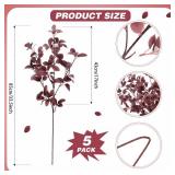 Janinka 5 Pcs Artificial Fall Eucalyptus Leaves Stem 33.5\" Fall Stems for Vases Autumn Eucalyptus Leaves for Mantel Farmhouse Thanksgiving Halloween Table Centerpiece Bathroom Decor (Dark Purple)