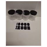 Crazystorey Plastic Jars with Lids, 16 oz Plastic Containers with Lids Clear Airtight Container Storage Jar Mason Jars for Dry Food Peanut Butter Honey Jam Cosmetics, Pack of 16 (16 PCS Black Lids)