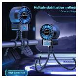2 Pack Multifunctional Portable Stroller Fan 4 Speed 6600rpm High Speed Usb Rechargeable Personal Mini Handheld Fan Extended Tripod For Desktop Winding Kids Bed Treadmill Bike Golf Cart Outdoor Travel
