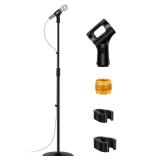 InnoGear Mic Stand, Microphone Stand Floor Detachable Boom Mic Arm Stands with Weighted Round Base, Height Adjustable from 34\" to 60\" for Blue Yeti HyperX QuadCast Shure SM58 Samson Q2U Fifine K669B