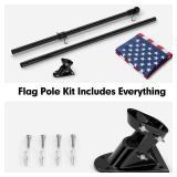 American Flag and Flag Pole for House Outside, 6ft Heavy Duty Flag Pole Kit with 3x5 Embroidered USA Flag, Tangle Free Steel Black Flagpole with Bracket for Residential, Commercial, Outdoors Garden