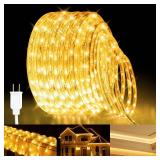 40ft LED Rope Light, Cuttable Waterproof Outdoor Clear Tube Light Plug in, 432 Warm White LEDs 110V 3000K Flexible Connectable for Christmas Patio Balcony Garden Bedroom Trees Decor, Non-Dimmable