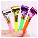 100 Pcs Party Blower, Colorful Birthday Noisemakers Funny Birthday Blow Horns Squawkers Party Whistles New Years Party Favors for Kids Adults