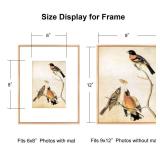 BKABOT 9x12 Picture Frame, Gold Metal Photo Frames with HD Glass, Fits 6x8 with Mat or 9 x 12 without Mat, Display for Wall and Table, 1 Pack