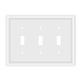 Triple Toggle Light Switch Cover Plate White Classic Decorative Light Switch Plates Cover 3-Gang Wall Plate Cover