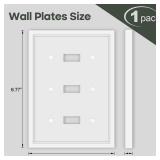 Triple Toggle Light Switch Cover Plate White Classic Decorative Light Switch Plates Cover 3-Gang Wall Plate Cover