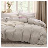 Bedsure Duvet Cover King Size - 3 Pieces Prewashed Cotton-Like Extra Soft Bedding Set, Includes 1 Duvet Cover 104x90 Inches with Zipper Closure & 2 Pillow Shams, Linen, Comforter Not Included
