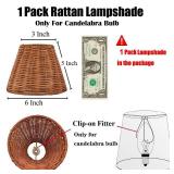 Empire Clip On Chandelier Lamp Shade, Small Lamp Shade Rattan,Boho Wicker Lamp Shades Mini,Replacement Lampshade 3" Top x 6" Bottom x 5" Slant Height(1 Pack)
