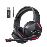 BINNUNE Wireless Gaming Headset with 2.4GHz for PS5, PS4, PC, Switch, FPS Gamers, 120Hrs+ Bluetooth 5.3 Gaming Headsets with Noise Canceling Mic, 50MM Headphones for Laptop, Mobile, Mac (Red)