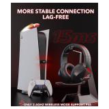 BINNUNE Wireless Gaming Headset with 2.4GHz for PS5, PS4, PC, Switch, FPS Gamers, 120Hrs+ Bluetooth 5.3 Gaming Headsets with Noise Canceling Mic, 50MM Headphones for Laptop, Mobile, Mac (Red)