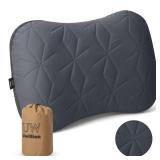 UWILLION Camping Pillow with Removable Cover - Ultralight Inflatable Pillow for Camping Lightweight, Ergonomic and Washable for Camping, Hiking, and Travel Gray