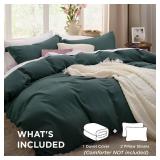 Bedsure Forest Green Duvet Cover Queen Size - 3 Pieces Prewashed Cotton-Like Extra Soft Bedding Set, Includes 1 Duvet Cover 90x90 Inches with Zipper Closure & 2 Pillow Shams, Comforter Not Included