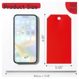 100 Plastic Shipping Tags - Red, 6 1/4" x 3 1/8", Waterproof, Durable, Reinforcement Hole, Stacking Labels for Equipment Parts