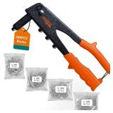 Meiwaltee Rivet Gun,Professional Pop Rivet Gun Kit with 200Pcs Rivets, 3/32"-1/8"-5/32"-3/16", Heavy Hand Riveter kit Suitable for Metal Work, Gutter, Automotive and Other Common DIY Projects