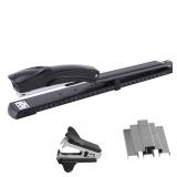 Long Reach Stapler,with 2000 Staples & Stapler Remover Full Stripï¼20-25 Sheet Capacity,with Built-in Ruler and Adjustable Locking Paper Guide, Black