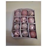 Christmas Tree Ball Ornaments, 12pcs 2.38 inch/6cm Shatterproof Christmas Balls with Hanging Rope for Pink Christmas Tree Decorations, Style C