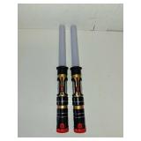 2-in-1 Light Up Swords Dual Saber(3 Color Changing Led), Fx Sound (Motion Sensitive) and Telescopic Handle for Galaxy War Fighter Warriors, Halloween Party Kid Gift, Christmas Birthday Present