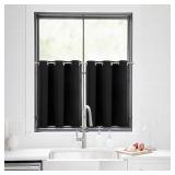 ChrisDowa Small Window Curtains for Kitchen and Bedroom - Grommet Short Thermal Insulated Room Darkening Curtains (2 Panels, Black, 42 x 36 Inch)