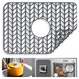 JIUBAR Sink Protectors for Kitchen Sink 12" 13" 16" 18" 19" 24" 26" 28" 29" 30" Silicone Sink mat| Silicone Kitchen Sink Mat Grid for Bottom of Farmhouse Stainless Steel(18.2"x 12.5"Gray)