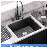 JIUBAR Sink Protectors for Kitchen Sink 12" 13" 16" 18" 19" 24" 26" 28" 29" 30" Silicone Sink mat| Silicone Kitchen Sink Mat Grid for Bottom of Farmhouse Stainless Steel(18.2"x 12.5"Gray)