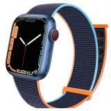 Sport Loop Band Compatible with Apple Watch Band 38mm 40mm 42mm 44mm iWatch Series 6 5 SE 4 3 2 1 Strap, Nylon Velcro Women Men Stretchy Elastic Braided Adjustable Wristband, 42mm 44mm Deep Navy Blue 