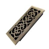 Howeall 4x10 Inches Heavy Duty Walkable Floor Register Easy Adjust Air Supply Lever Floor Vents - Charlotte Design - Vent Cover for Home Floor - Antique Brass