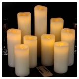 Vinkor Flameless Candles Battery Operated Candles Real Wax Pillar LED Candles with 10-Key Remote and Cycling 24 Hours Timer (Ivory 4\" 5\" 6\" 7\" 8\" 9\")