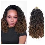 Faux Locs Crochet Hair 10 Inch 6 Packs 3 Tone Ombre Brown Goddess Locs Crochet Hair for Black Women, Prelooped Gypsy locs Crochet Hair for Wavy Dreadlocks Crochet Hair Extensions, 1B/4/30