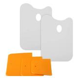 Minatee 2 Pcs 14.5 x 10 Inch Plastic Body Filler Mixing Board with 3 Pcs Reusable Body Filler Spreaders 4, 5, 6 Inch Plastic Spreaders, Auto Body Tools for Applying Automotive Fillers Putties Glazes