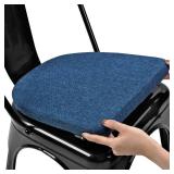 BUYUE Friendly Woven Fabric 14x14 Magnetic Cushion for Metal Chair 1 Piece, Enhanced Anti-Slip Seat Pad for Dining Kitchen Cafe Stackable Chair (U-Shape, Dark Blue, 1 Count)