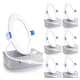 Ensenior 6 Pack 4 Inch LED Recessed Light, Dimmable, 5000K Daylight, 750LM High Brightness, 9W 120V, Damp Rated, Ultra-Thin Canless Wafer Ceiling Light - ETL & FCC & IC