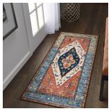 Lahome Boho Runner Rugs for Hallway - 2x4 Bathroom Area Rugs Non-Slip Small Throw Kitchen Rug Low-Pile Rugs for Entryway Laundry Room Rug Oriental Distressed Indoor Carpert Runner for Entrance BathRug