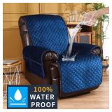 LUFEIJIASHI Velvet Recliner Covers Non-Slip Waterproof Large Recliner Chair Covers for Leather Chairs Reversible Recliner Sofa Cover for Living Room Recliner Furniture Protectors for Dog Pets 28"