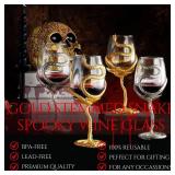 Stemmed Snake Wine Glasses, Set of 2 Glass, 19oz 10 Inch Tall Gothic Reptile Goblet - Gold Spooky DÃ©cor Skeleton Inspired Gifts Graveyard Themed Parties Seasonal Entertaining & Unique Gift