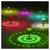 Ensenior Color Changing Solar Lights Outdoor, Auto ON/Off 3000K White Light & RGB LED Solar Garden Lights, Halloween Christmas Landscape Lighting, IP65 Waterproof, Flag Lights, 8-Pack