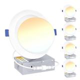 Ensenior 4 Pack 6 inch Gimbal Led Recessed Lighting, 90° Rotatable and 5CCT Selectable, Dimmable Eyeball Recessed Lights, Angled Adjustable Ceiling Downlight, 1200LM, 12W=115W-ETL&FCC Certified