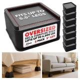 iPrimio Oversized Bed and Sofa Risers, Square 3\" Lift, Heavy Duty, 8 Pack, Up to 6000lbs - Bed Raising Blocks, Furniture and Couch Risers - Bed Lifts for College Dorm Rooms, Couches, Tables, Desks