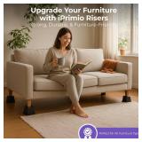 iPrimio Oversized Bed and Sofa Risers, Square 3\" Lift, Heavy Duty, 8 Pack, Up to 6000lbs - Bed Raising Blocks, Furniture and Couch Risers - Bed Lifts for College Dorm Rooms, Couches, Tables, Desks