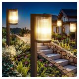 Solar Pathway Lights Outdoor Waterproof, 6 Pack 15Hrs Super Bright Warm White Solar Light for Yard, Auto On/Off Solar Garden Lights for Patio Path Landscape Lawn Driveway Walkway Lighting Decor